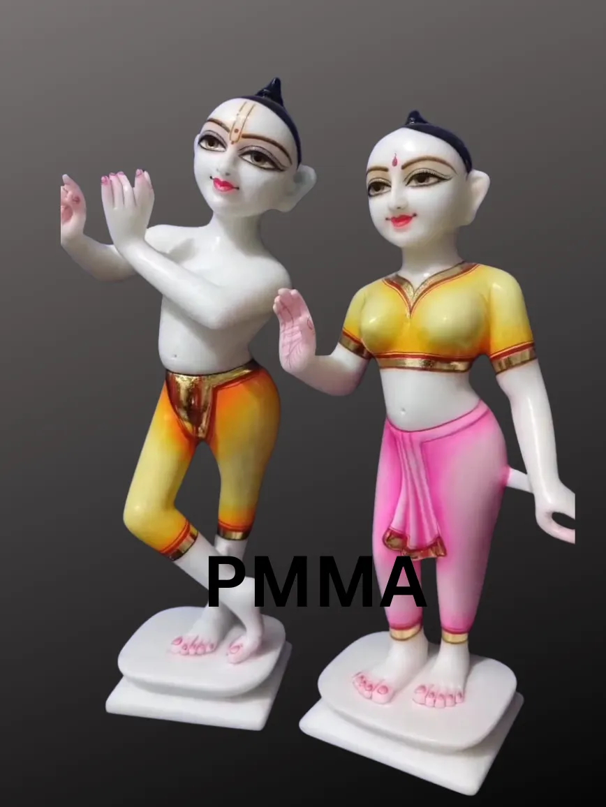 ISKCON Marble Radha Krishna Statue – Divine Handcrafted Murti for Temple & Home
