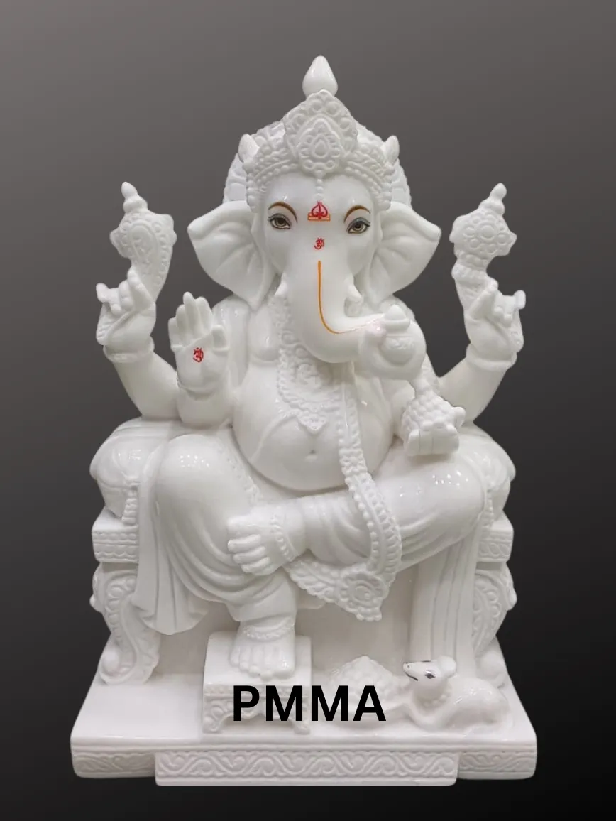 White Makrana Marble Ganesh Statue