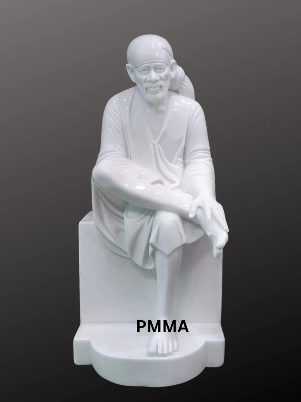 18 Inches Sai Baba Marble Murti – Handcrafted White Marble Idol for Home & Temple