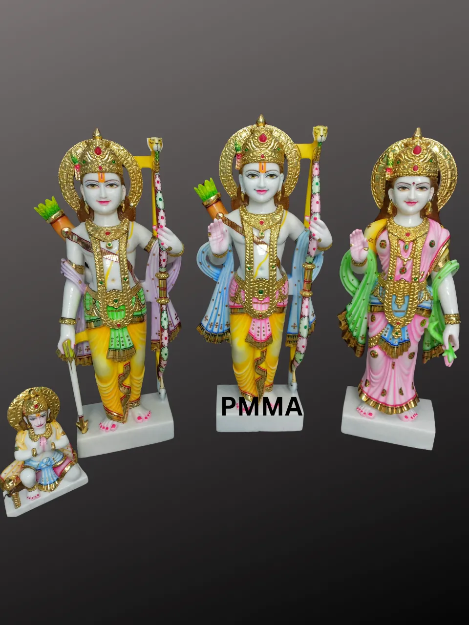 24 Inches Handcrafted Marble Ram Darbar Idol for Home Temple – Detailed Carving